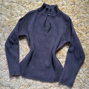 Dark Grey Ribbed Quarter Zip Sweater